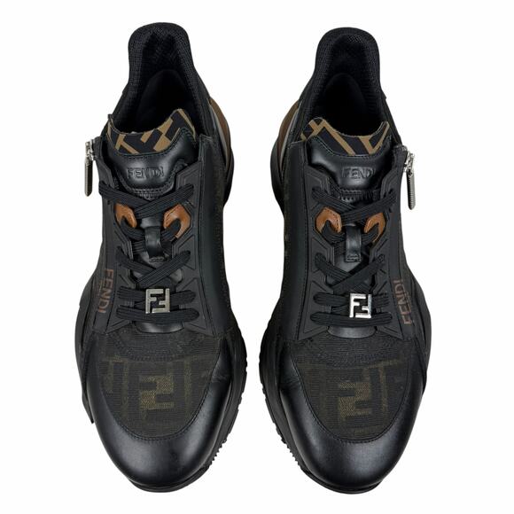 Fendi Flow Sneaker Zucca FF Logo Monogram Black Leather Size 9/ US 10 main image 16